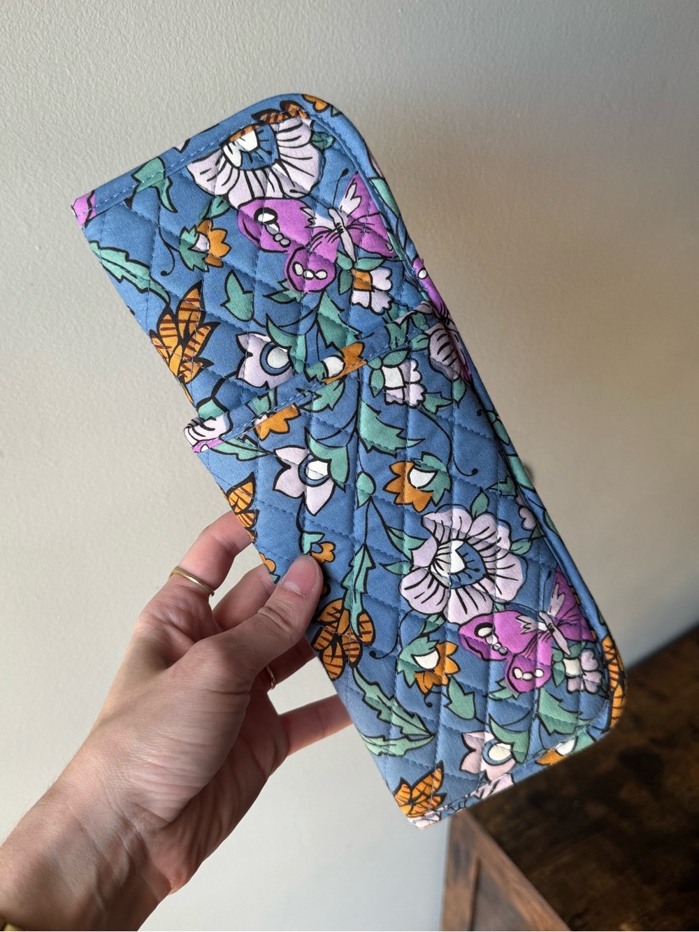 NWT Vera Bradley Curling Iron Case Coastal Breezy Butterflies Blue Floral Cover